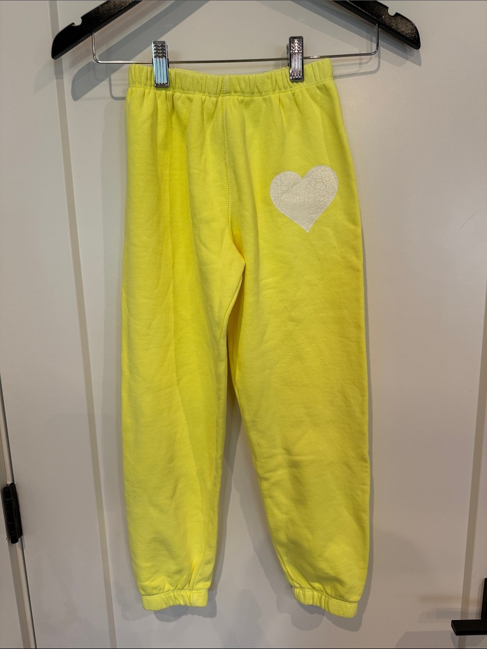 Katie J NYC Yellow Sweatpants with White Heart